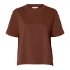 Selected Femme SlwEssential SS Boxy t-shirt i den dybe rødbrune farve Cherry Mahogany i økologisk bomuld